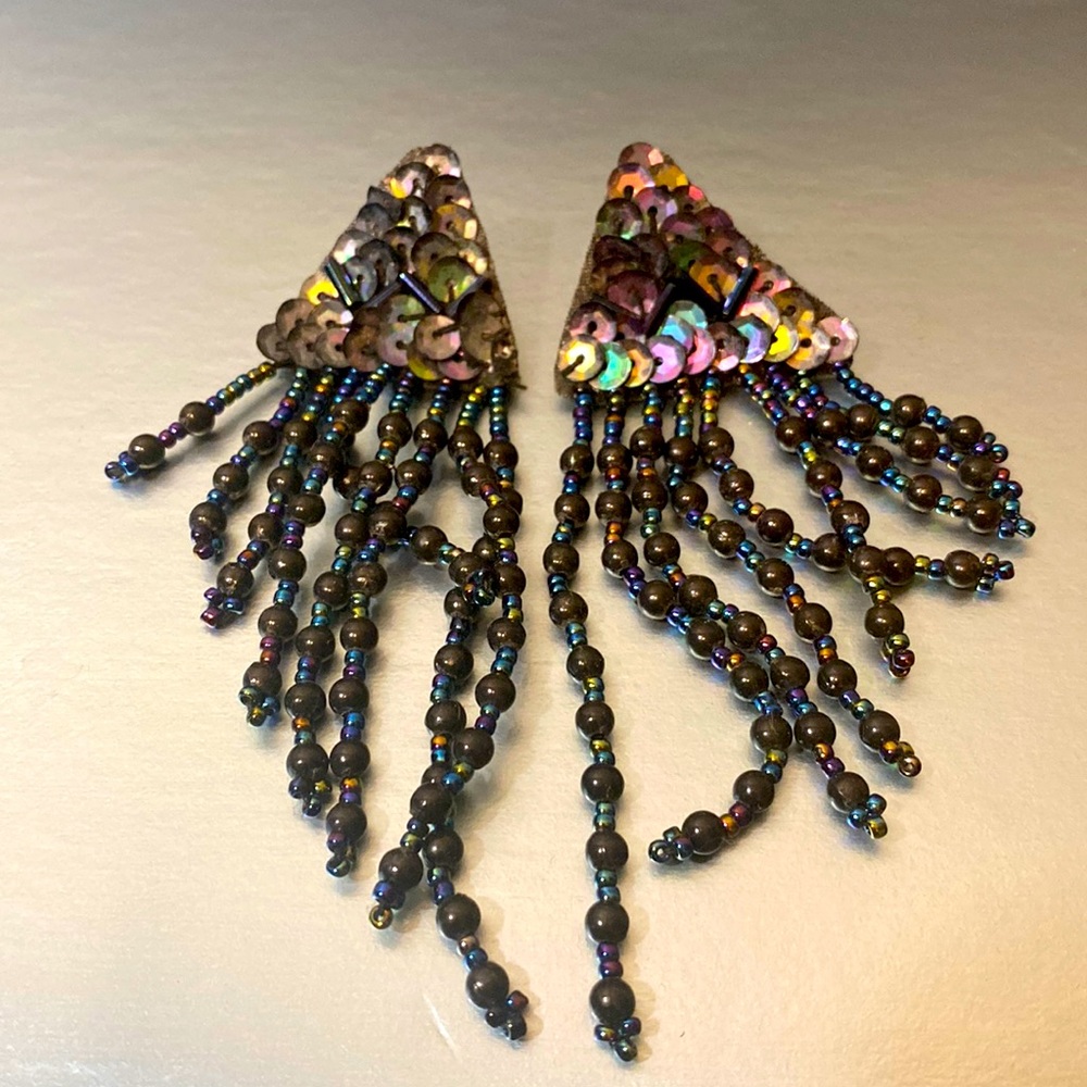 Vintage Black oil beaded Earrings